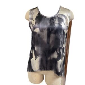 Eileen Fisher Silk Satin Brushstroke Tank Top Size PS/PP